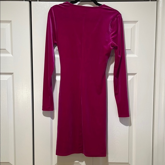 Womens Velvet Faux Wrap Dress Size S Coquette Holiday NYE Event Glam Romantic - Picture 7 of 9